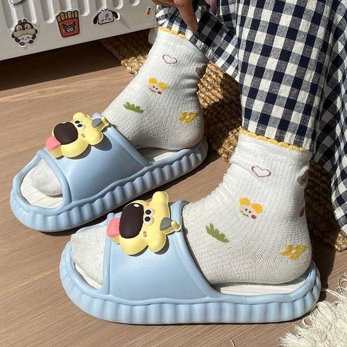 拖鞋女夏季新款厚底防滑学生宿舍卡通帽子长舌狗外穿踩屎感凉拖鞋 - 图3
