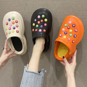 Baotou sandals ຂອງແມ່ຍິງ summer ins trendy two-wear Korean style new thick-soled non-slip shoes indoor and outdoor beach shoes