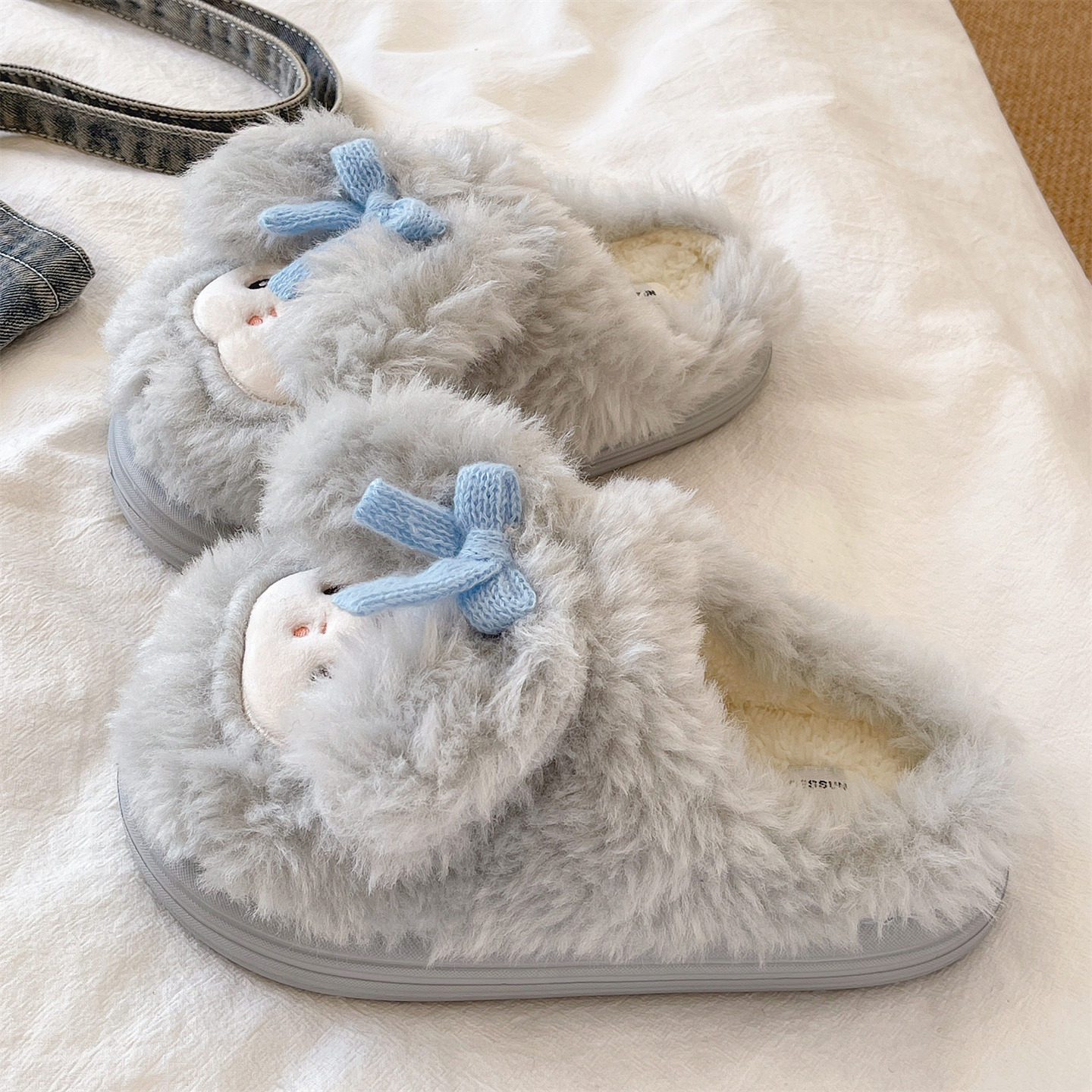 包头毛毛拖鞋女冬季少女心可爱蝴蝶结小羊室内居家毛绒保暖棉拖鞋,淘宝优惠券,粉丝福利购,淘宝优惠卷