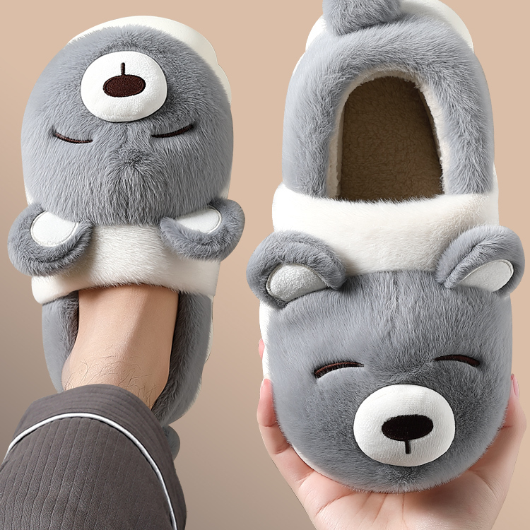 情侣棉拖鞋男士冬季2025新款室内家居防滑保暖厚底毛绒包跟棉鞋女 - 图0