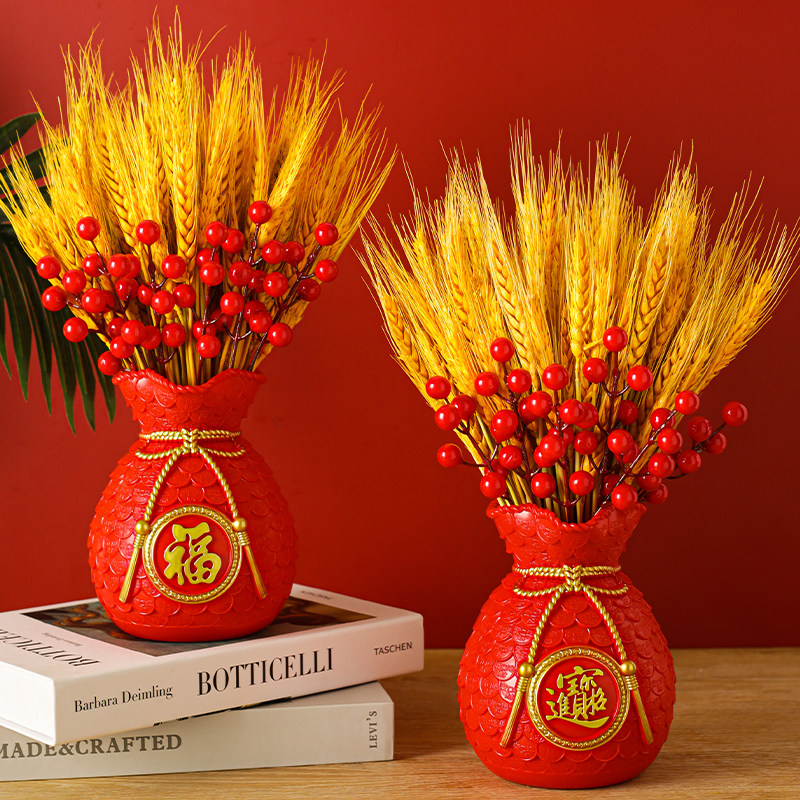 室内高档摆件招财转运金黄麦穗钱袋子花瓶开业柜台新房桌面小摆件,淘宝优惠券,粉丝福利购,淘宝优惠卷