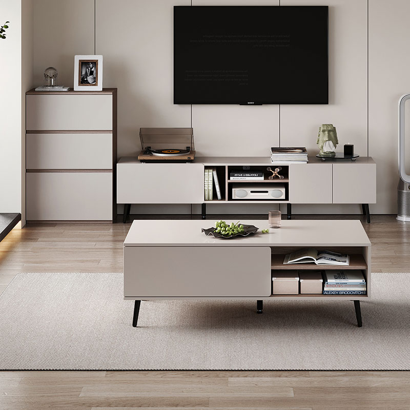林氏木业现代简约落地电视柜茶几组合客厅家用小户型OV1M - 图0