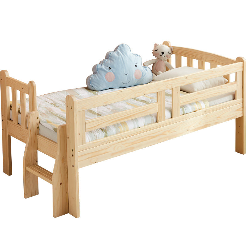 林氏木业带护栏男孩实木单人儿童床 林氏木业kids儿童床