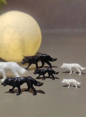 手办古代侠客狼摆件微缩人物江湖故狗微景观盆景美女小人寒江孤影