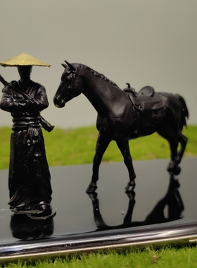 江湖故人古风侠客小摆件新中式微盆景造观景寒江孤影微缩国风战马