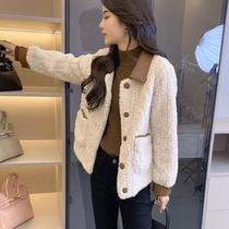 Lamb suede jacket female autumn winter 2023 new fur integrated turd collar loose color reduction and leisure thickened blouses