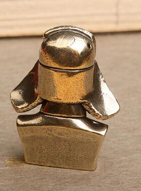 黄铜小摆件桌面手把件雷锋头像茶道茶宠装饰品造景礼品工艺品