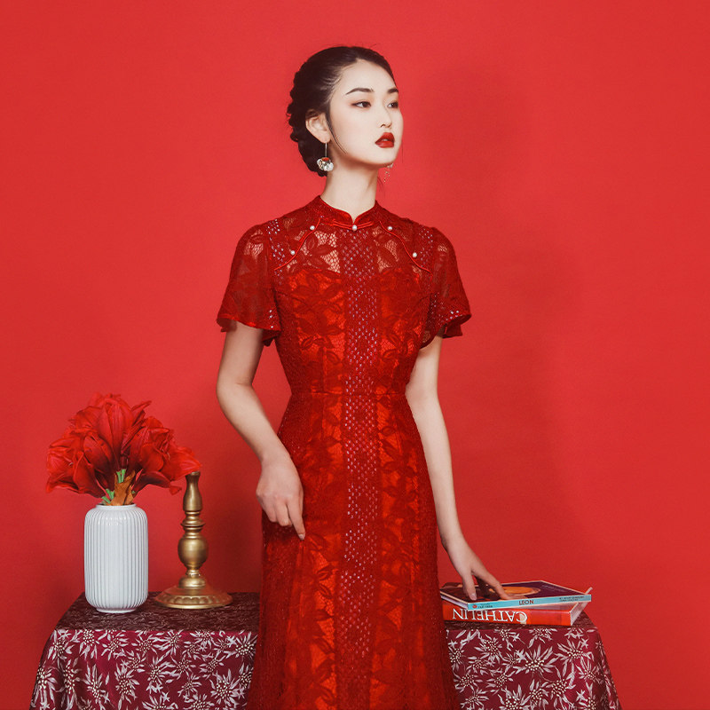 槿爷醉绯红2020秋冬新品鱼尾连衣裙 槿爷旗舰连衣裙