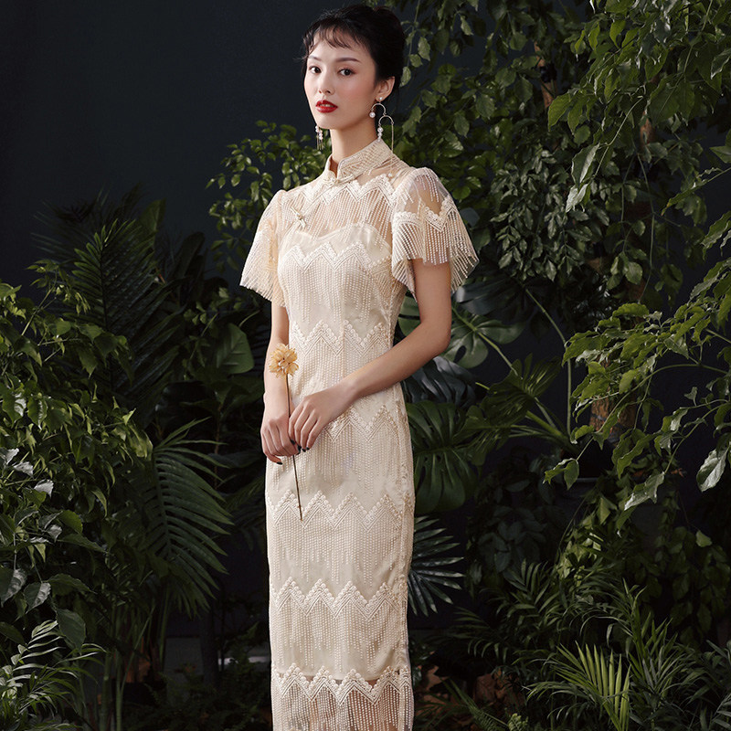 槿爷原创秋冬少女年轻改良敬酒服 槿爷旗舰旗袍