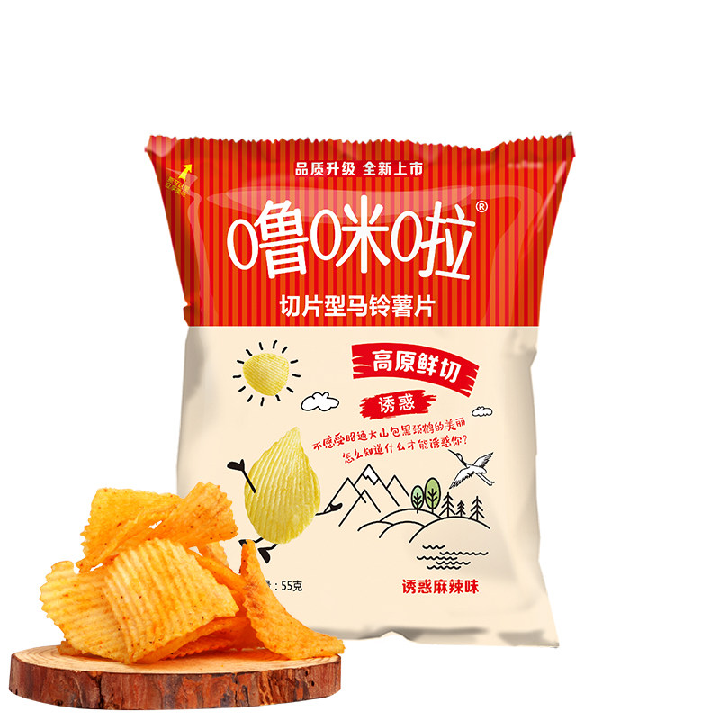 噜咪啦鲜切整箱零食55g*麻辣薯片 噜咪啦膨化食品