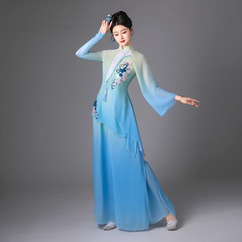 2025新款古典舞蹈服秧歌服艺考飘逸套装伞舞扇子舞广场舞演出服女 - 图0