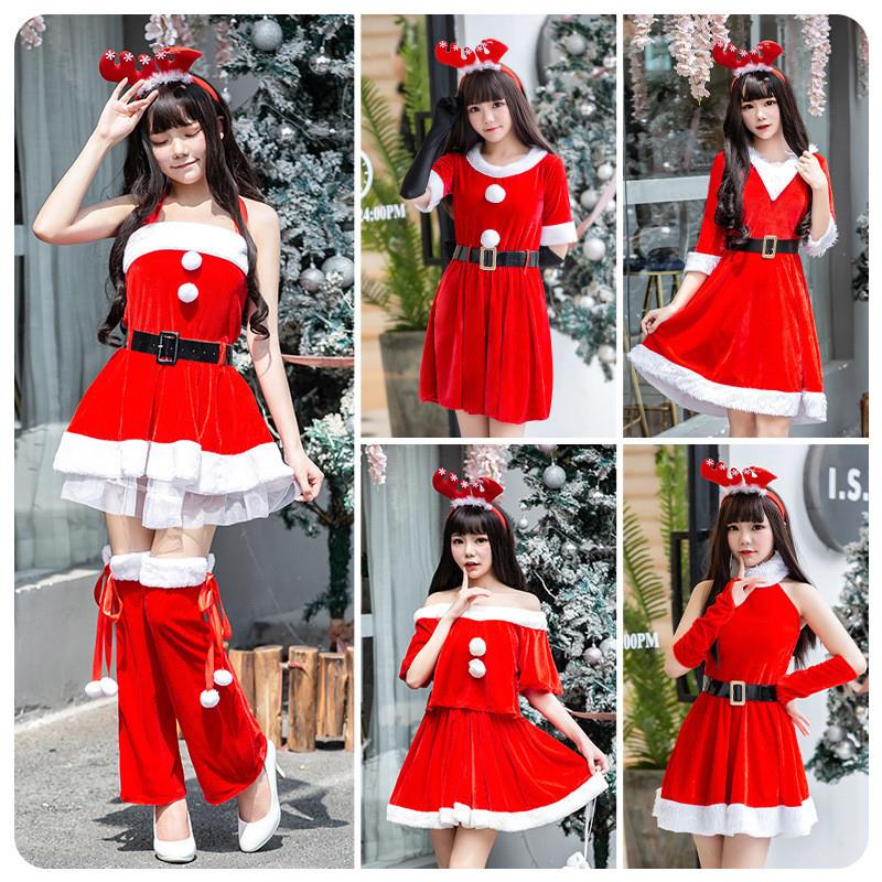 甜美可爱圣诞节服装女红色圣诞装性感制服圣诞主题衣服连衣裙套装 - 图2