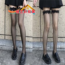 Silk stocking lace with long boots with a kneecap lace white roletta calf socks jk lace socks female midbarrel black