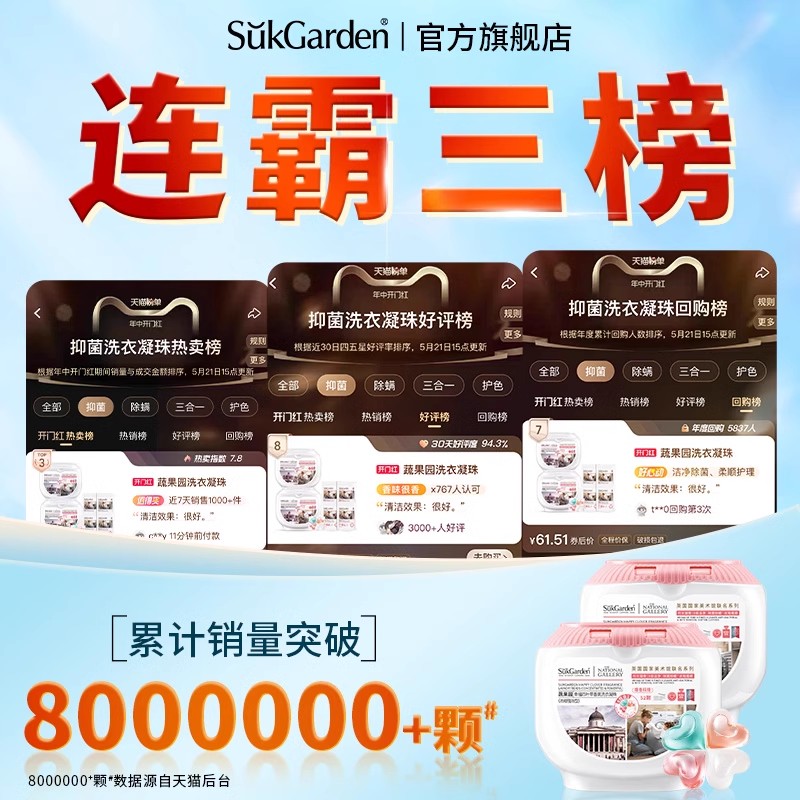 【交个朋友周年庆 现货开抢】 蔬果园洗衣凝珠留香洗衣除菌螨 - 图2