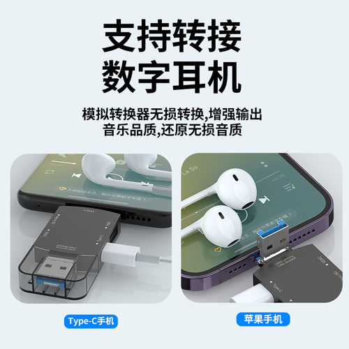 bimoz 手机读卡器适用于苹果type-c7合1 otg手机电脑通用SD/TF卡 读卡器耳机转换口 USB/Lightning转接链接口 - 图0