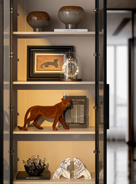 美式高端奢华时钟花器展示柜摆件