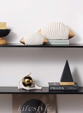 意式轻奢白金几何艺术花器装饰品