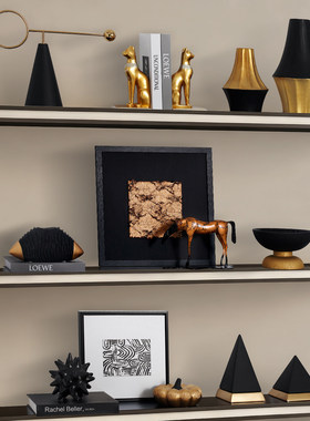 意式轻奢极简黑金花器南瓜摆件