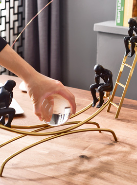 意式轻奢合金艺术思考者雕塑装饰