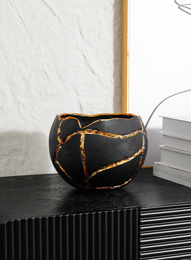 意式轻奢高级黑金艺术雕塑装饰品