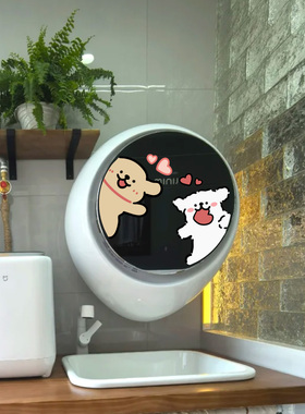 滚筒洗衣机圆形镜子装饰贴画