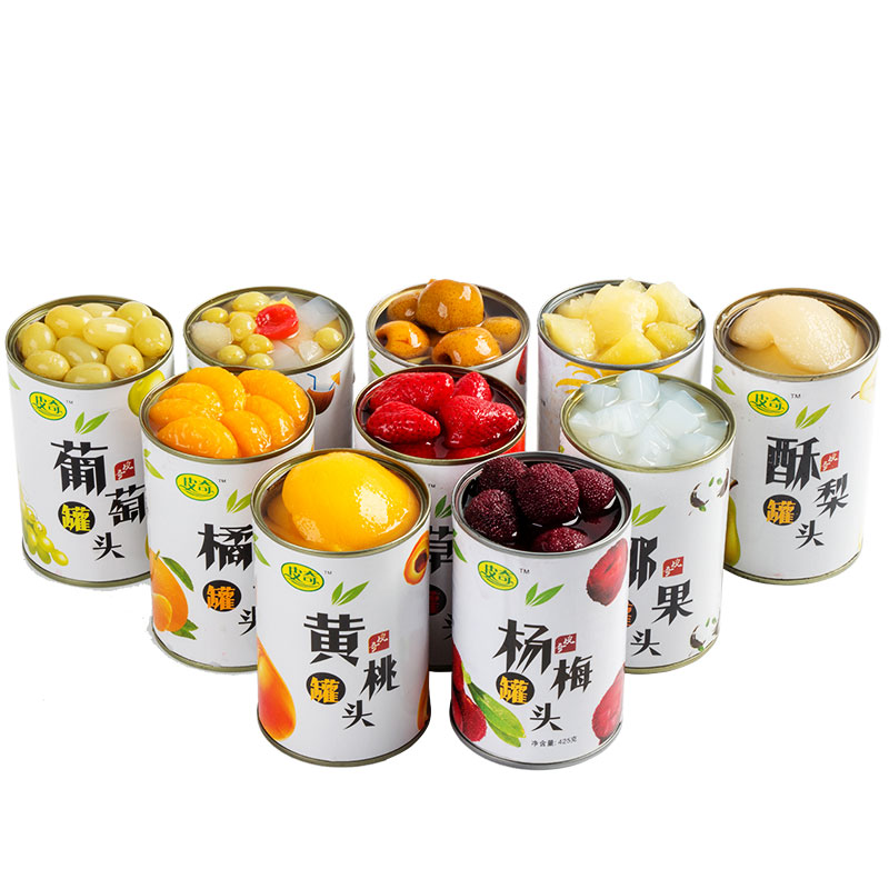 皮奇食品旗舰店皮奇水果罐头8罐混合装黄桃橘子梨杨梅菠萝椰果山楂草莓什锦罐头2