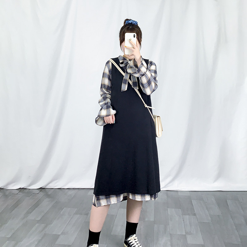 大码女装2020年早秋新款减龄格子 纳凌姿大码女装