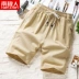 Quần short cotton nam cực 5 quần 5 xu hướng hè giản dị mùa hè nam cắt quần quần - Quần short