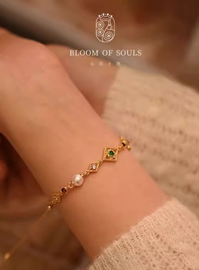 原创设计纯银天然珍珠多宝手链