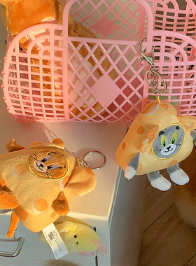 可爱毛绒猫和老鼠奶酪玩具挂件