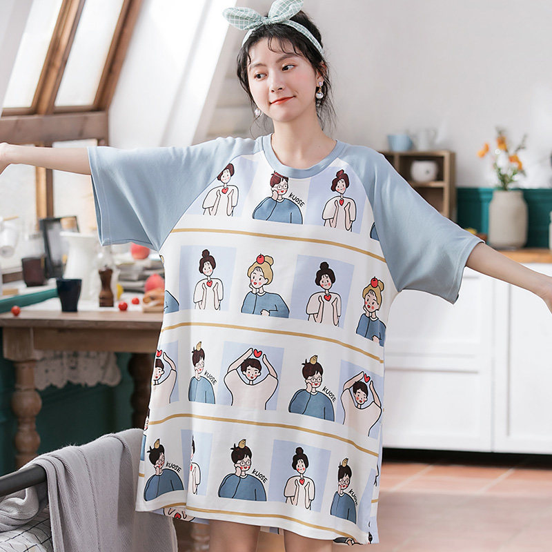 纯棉夏天短袖日系清新韩版可爱睡裙 霎琦睡裙