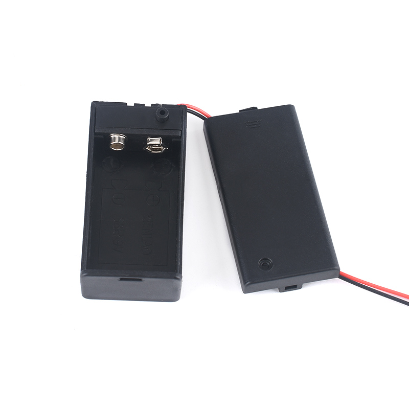 9V电池盒 6F22方形电池座 9伏带盖带开关连接线15cm - 图0