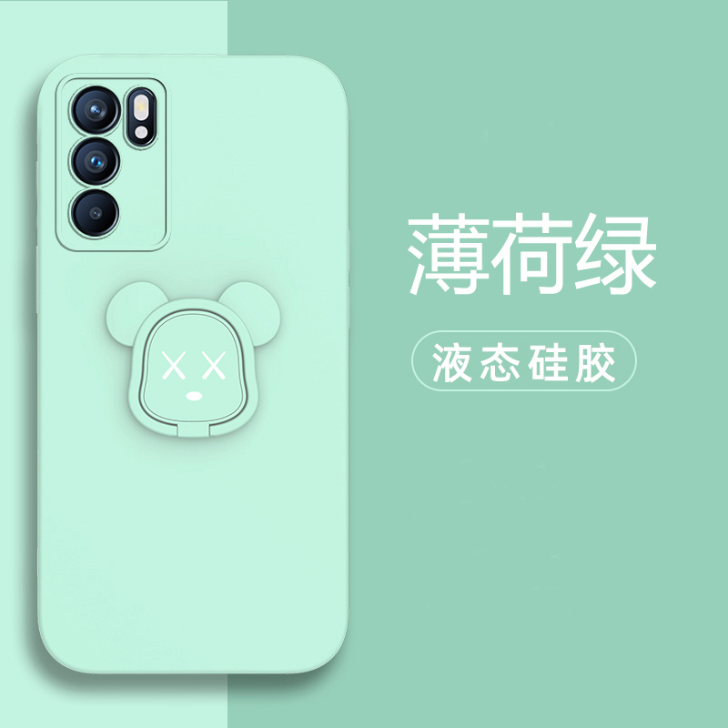 opporeno6手机壳OPPO Reno6Pro液态硅胶保护套5G镜头全包防摔PEQM00克莱因蓝oppo暴力熊reon6磁吸por男女新款 - 图2