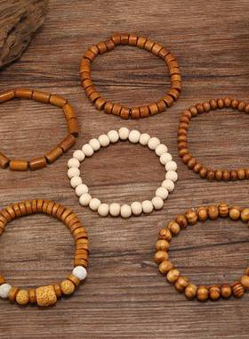 跨境电商新款暖色系木珠串珠男士手链源头厂家直销现货