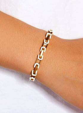 跨境新款欧美风个性时尚不锈钢刻字手链潮流嘻哈重金属手饰配饰男