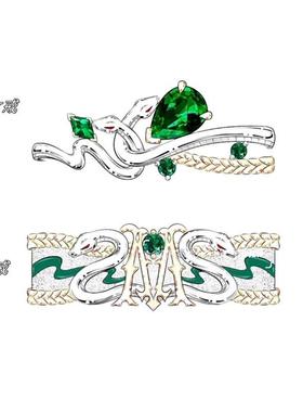 JZ1124《哈利波特》德拉科马尔福情侣对戒小众设计影视周边戒指