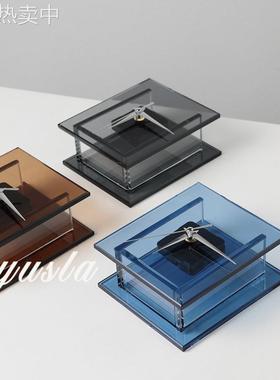 简约现代玻璃台钟时钟表摆件售楼处电视柜桌面座钟软装饰品摆设