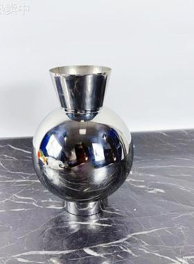 现代银色不锈钢镜面几何装饰花器电视柜餐桌桌面创意插花摆件