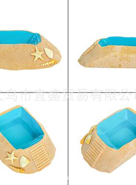 跨境带攀爬坡道的寄居蟹水碗树脂工艺品摆件仿真水族馆摆件创意