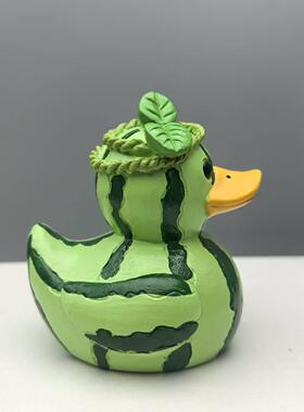 跨境新款异想天开西瓜鸭火龙果水果系列鸭雕像摆件家居桌面装饰品