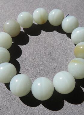 一方玉舍和田玉新疆且末料带糖特色一线天16mm圆珠手串手链