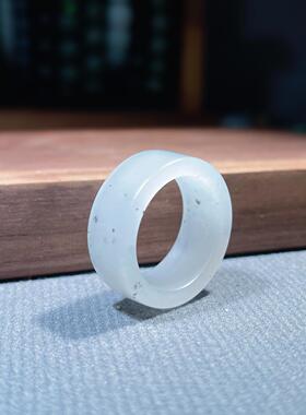 新疆和田玉黑山料青花扳指 20mm 天然玉石戒指男女款 带证书