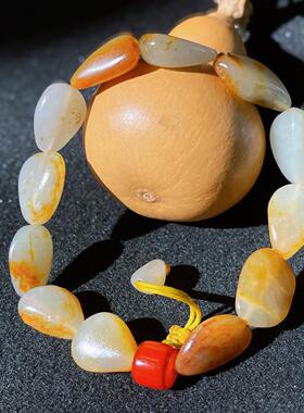 新疆和田玉白玉籽料原石手串 随形玉石手链 男女款文玩手串