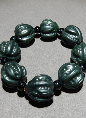 新疆和田玉塔县青玉核桃手串 带证书 多样性拍一发一