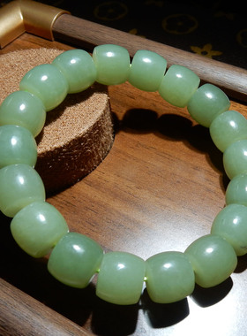 和田玉【且末料青黄口手串】12mm 老型珠款 清雅国风单圈男女手饰