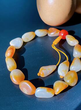 新疆和田玉白玉籽料原石手串 随形玉石手链 男女款文玩手串