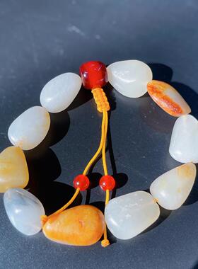 新疆和田玉白玉籽料原石手串 随形玉石手链 男女款文玩手串