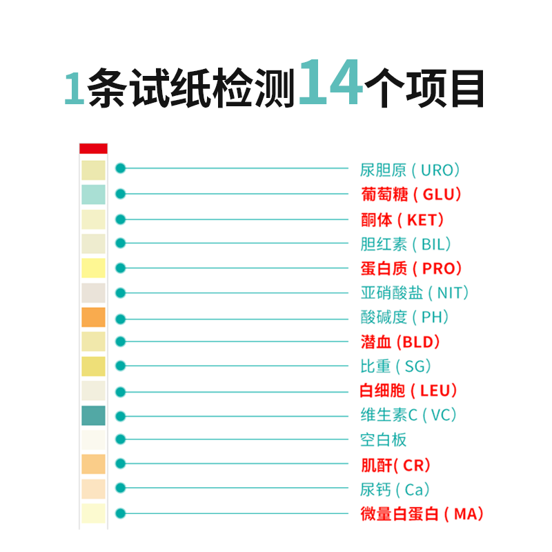 14项尿液分析检测慢性肾炎家用试纸 曦宏医疗器械医用用具