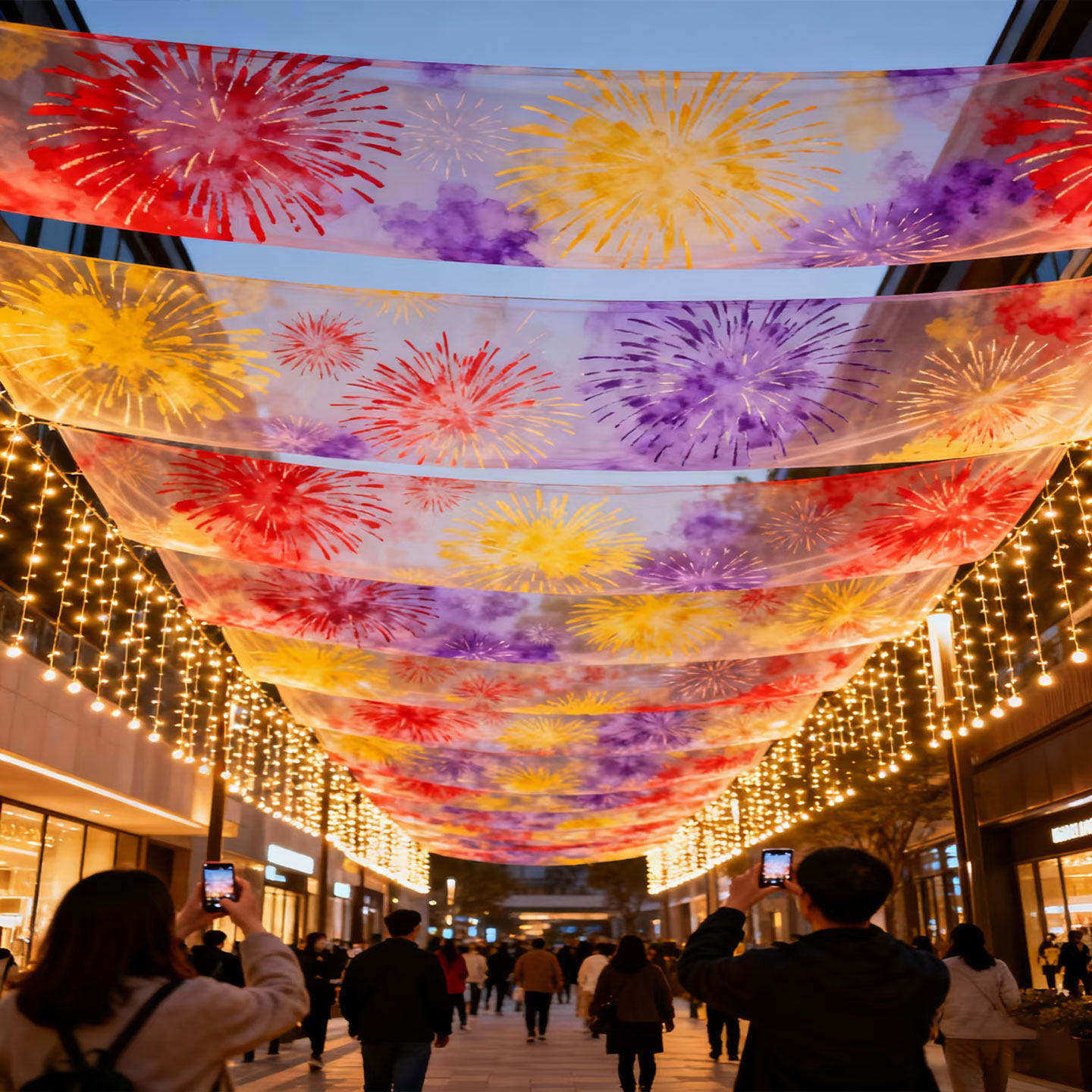 新年烟花纱幔过年春节氛围感布置中国红色布幔商场吊顶半透装饰,淘宝优惠券,粉丝福利购,淘宝优惠卷