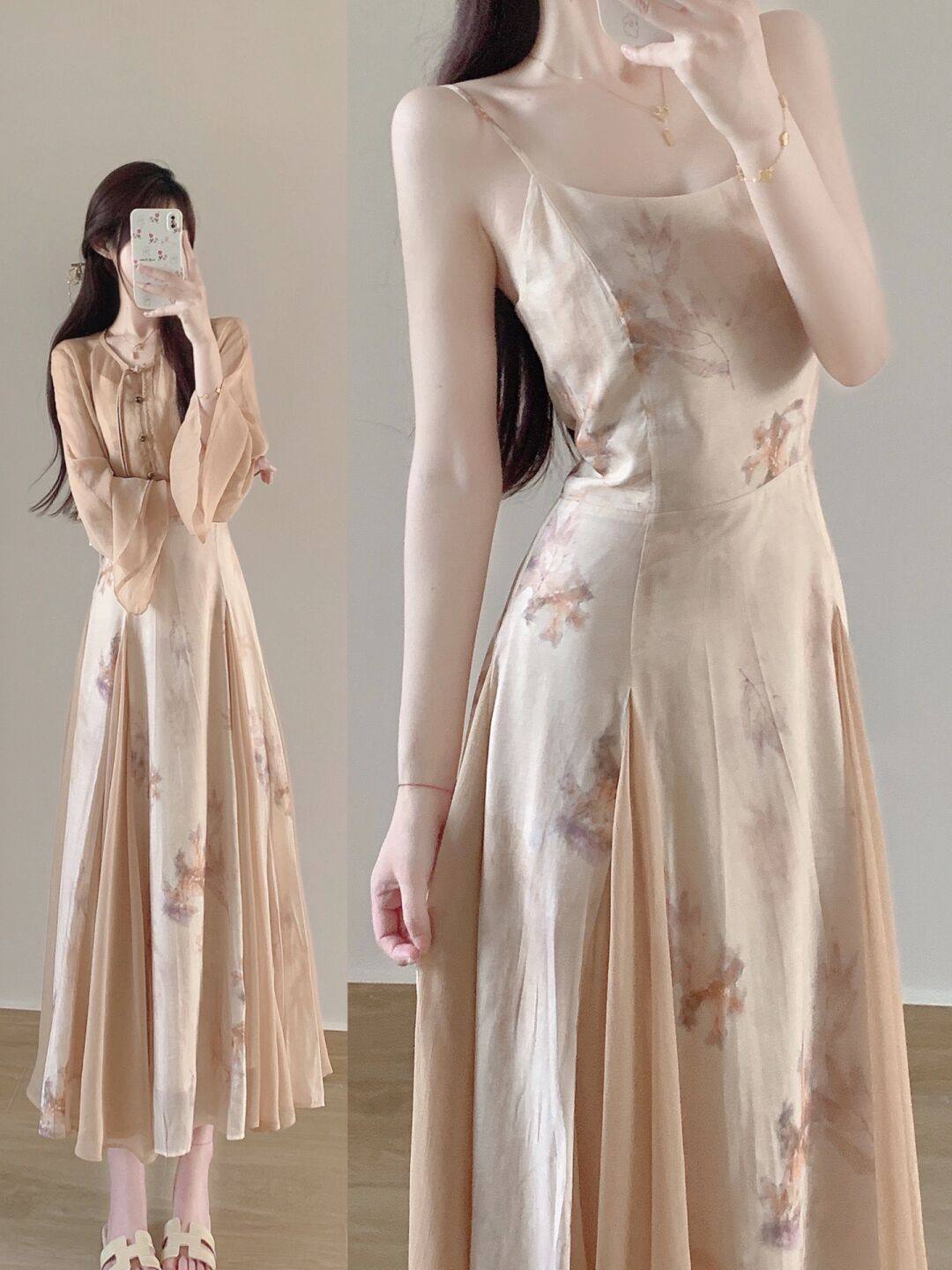 新中式国风禅意套装女夏季盐系轻熟防晒上衣高级感显瘦吊带连衣裙,淘宝优惠券,粉丝福利购,淘宝优惠卷